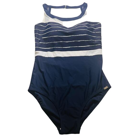 Lori Coulter Shore Your Success Navy One Piece Swimsuit Size 16 NWT - Picture 2 of 6